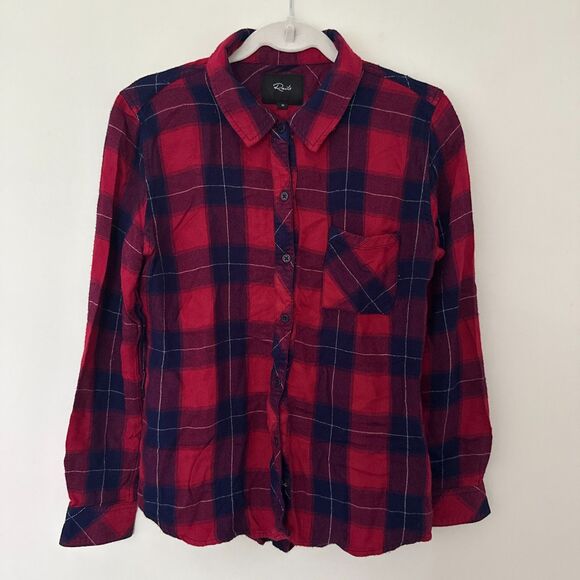Rails Hunter Plaid Shirt Ruby Navy Check Flannel Long Sleeve Soft Buttondown M - Picture 1 of 10